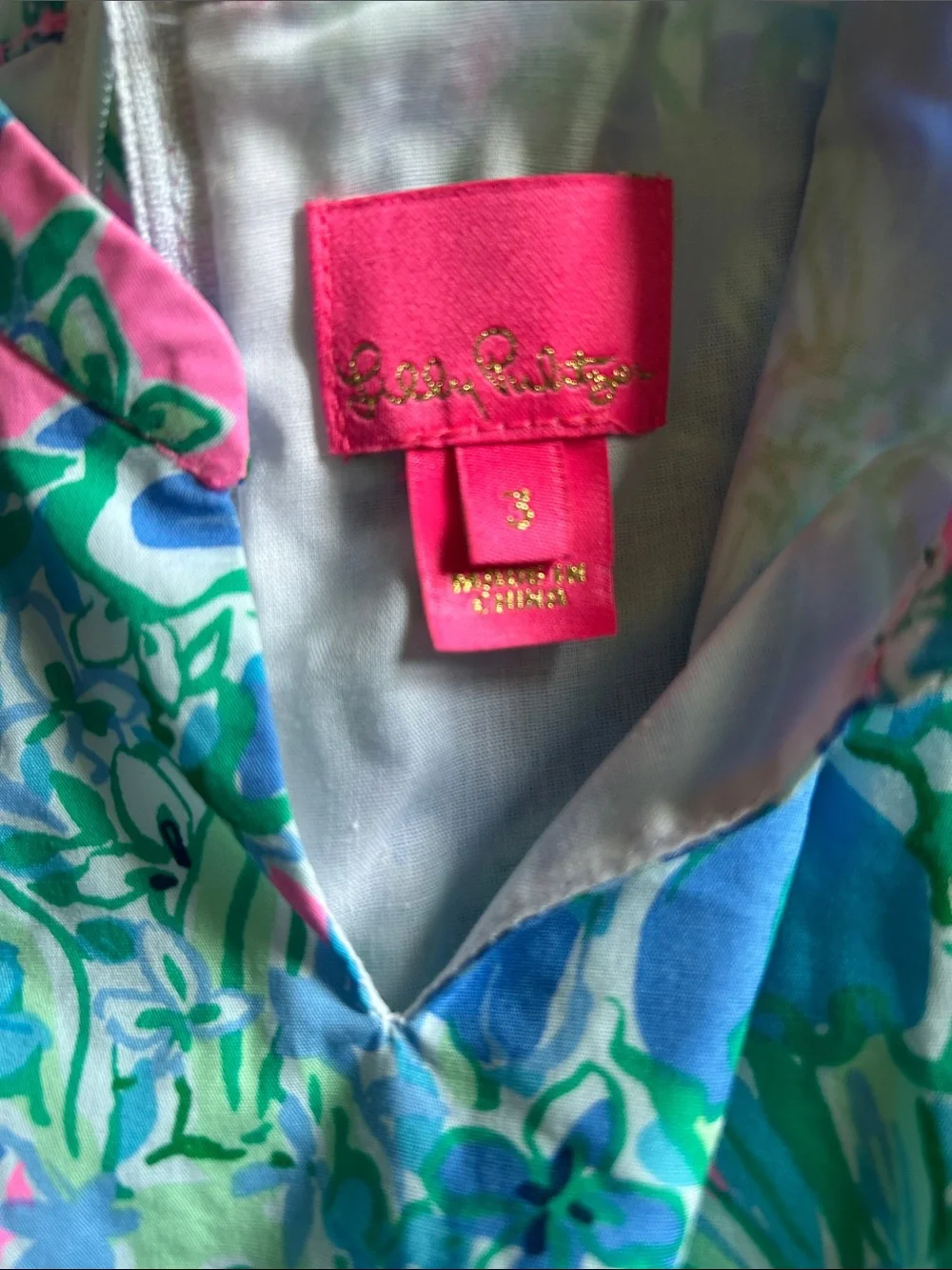 Lilly Pulitzer lil girl blue, pink, green and white summer dress
